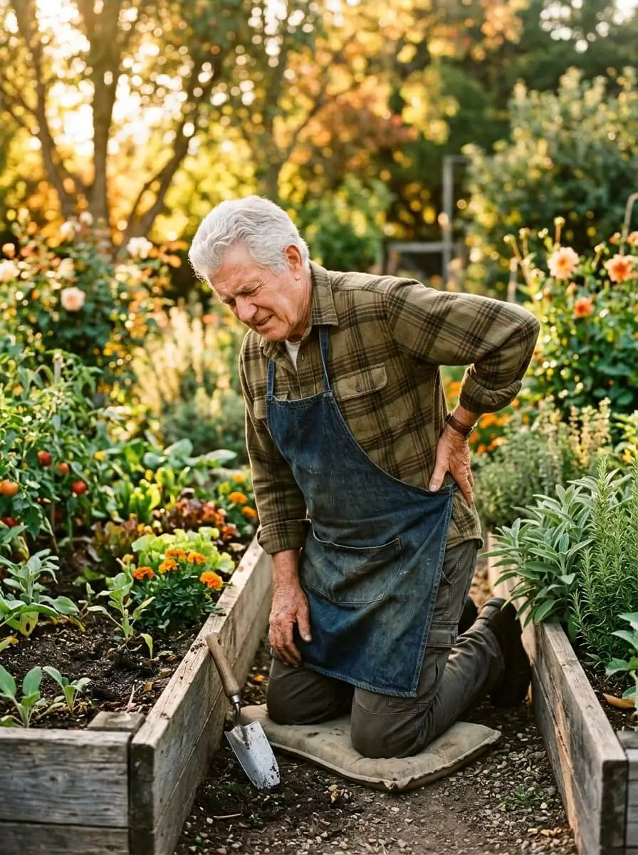 How Does a Lumbar Epidural Steroid Injection Relieve Lower Back Pain? 2 Older-man-holding-his-lower-back-in-pain-due-to-spinal-stiffness-and-arthritis-while-kneeling-in-his-garden MANSFIELD tx