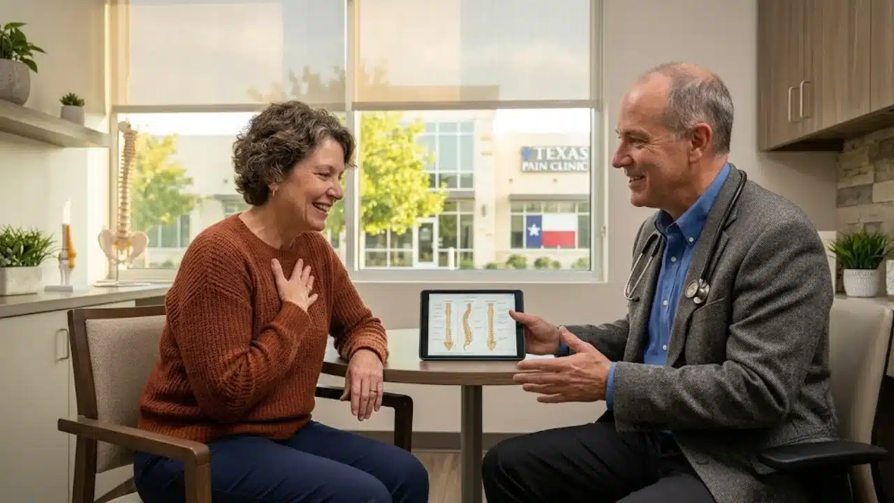 Are Hip Injections a Good Alternative to Hip Surgery? 2 Patient discussing whether hip injections are a good alternative to hip surgery with a Texas pain specialist